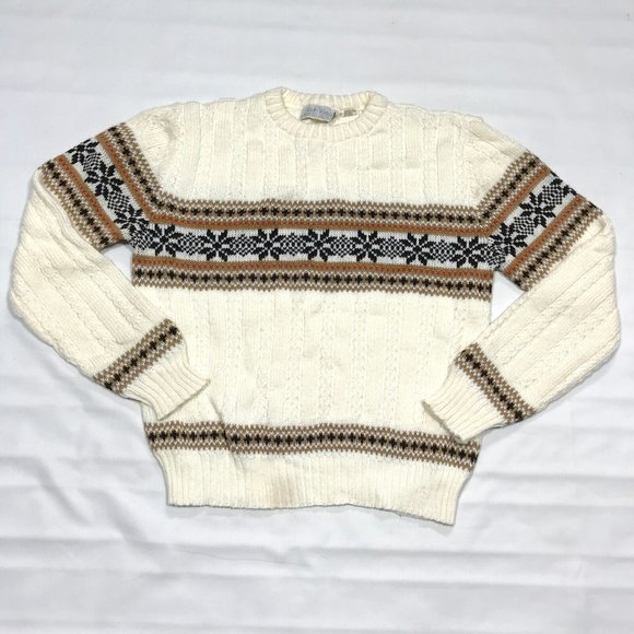 VTG Rob Winter Nordic Design Cable Knit Acrylic Pullover Sweater Mens Medium - Picture 1 of 4